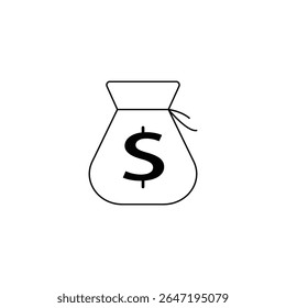 Money bag with dollar icon. Money bag icon.