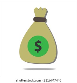 Money bag with dollar icon Cash, interest rate, business and finance, return on investment, financial solution, prepayment and down payment concept. Vector illustration.