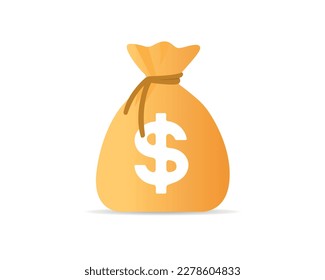 A money bag with a dollar icon. Cash, interest rate, business and finance, financial solution, prepayment and down payment. 3d vector gradient icon. Cartoon minimal style. On white background png.