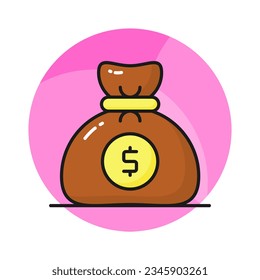 Money bag with dollar icon, cash, business, return or investment, payment, vector of dollar sack in trendy style
