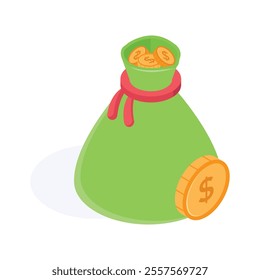 Money bag with dollar icon, cash, business, return or investment, payment, vector of dollar sack in trendy style