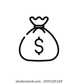 Money bag with dollar icon. Money bag icon. Income growth. Business and finance. Dollar sign. Cash icon. Money icon. Cash back. Investment. Cartoon money bag. Bag of coins. Financial savings. Payment