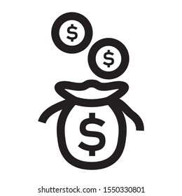 Money Bag Dollar Icon Vector Template