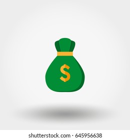 Money Bag with Dollar. Icon for web and mobile application. Vector illustration isolated on a white background. Flat design style.