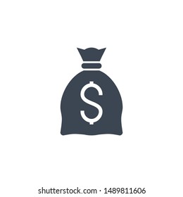 Money Bag with Dollar related vector glyph icon. Isolated on white background. Vector illustration.