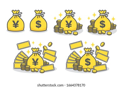 Juego de bolsos de dinero en dólares