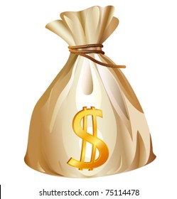 Money bag with dollar sign cartoon vector illustration