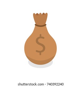 Money bag with dollar sign. Flat vector illustration.