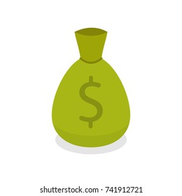 Money bag with dollar sign. Flat vector illustration.