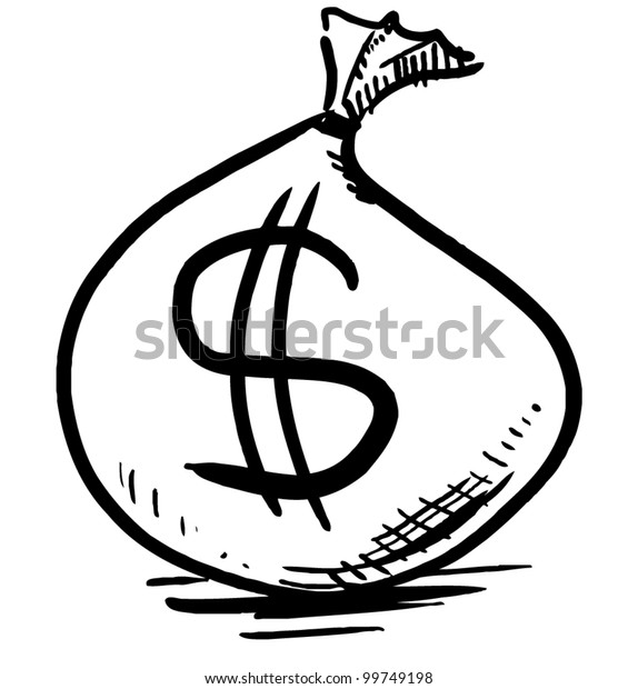 Money Bag Dollar Sign Hand Drawing Stock Vector Royalty Free 99749198 - money bag with dollar sign hand drawing sketch vector illustration