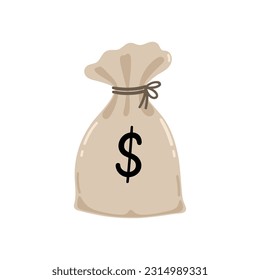 Money bag with dollar sign isolate on white background. Vector graphics.
