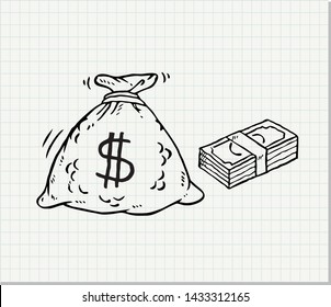 Money bag with dollar sign, vector illustration