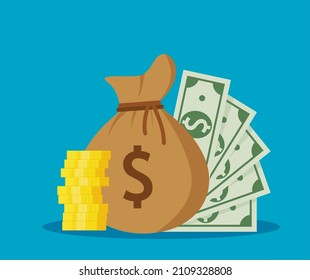 Money bag with dollar sign. Vector illustration for web, mobile app in flat design. EPS 10