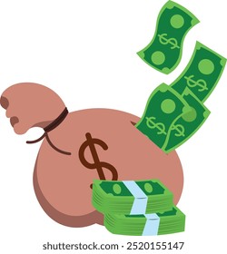 Geldbeutel mit Dollarzeichen, Vektorgrafik