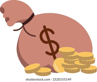 Bolso del dinero con la Ilustración vectorial del signo del dólar