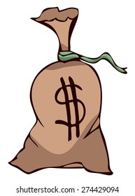 Money Bag with a Dollar Sign, Vector Illustration. 