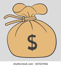Money bag with dollar sign, vector illustration