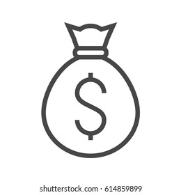 Money Bag with Dollar Thin Line Vector Icon. Flat icon isolated on the white background. Editable EPS file. Vector illustration.