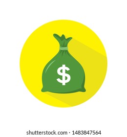 Money bag dollar vector icon, money bag dollar sign - dollar bill symbol