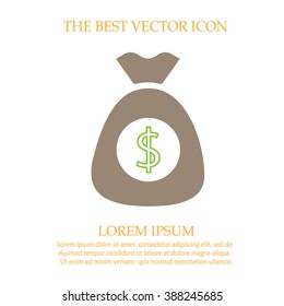 Money bag with dollar vector icon. Wealth bank simple isolated sign symbol.