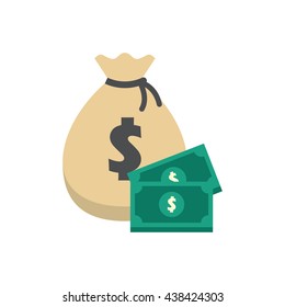 Money bag with dollars