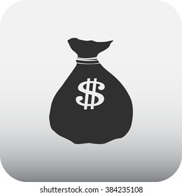 Money bag dollars simple icon on square background