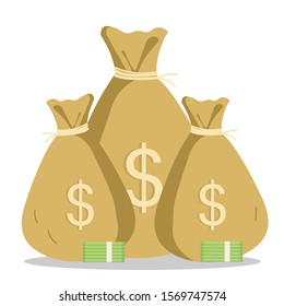 Money Bag With Dollars, Vector Illustration, Graphic Design .