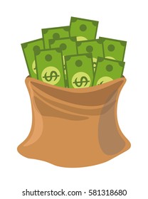Money bag.  dollars. Vector illustration flat. Money bag, financial investment, wealth accumulation. Business.