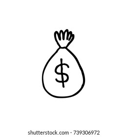 money bag doodle icon