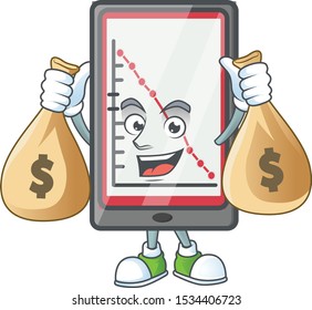 With money bag down chart vertical tablet character style.