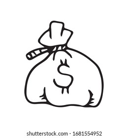 dibujo de bolsa de dinero bocetos vectoriales