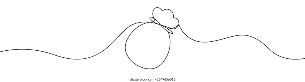 Money bag drawn in a continuous line vector icon. A bag for gold are drawn in one line. A sign Money bag. Continuous line design of Decorative bag icon.