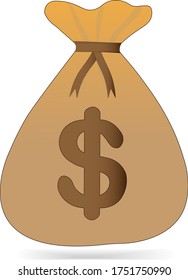 money bag with drawstring and dolar logo