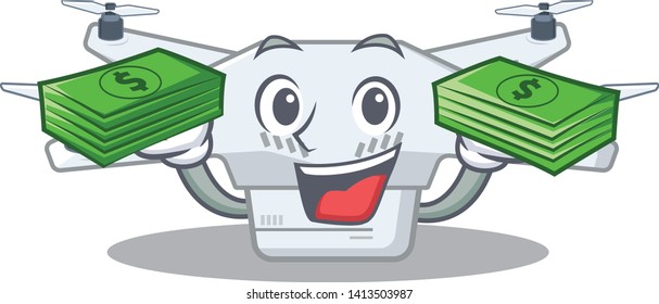 With money bag drone in the a character shape