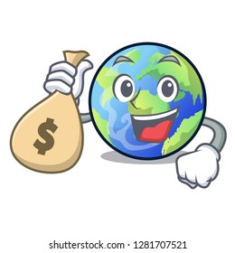 With money bag earth in the shape on character