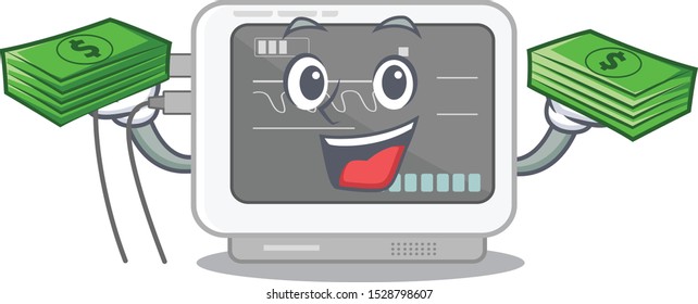 With money bag ecg machine isolated in the character