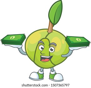 With money bag elephant apple cartoon on white background