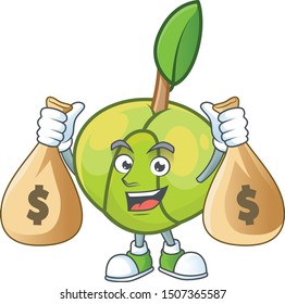 With money bag elephant apple fruit in cartoon character