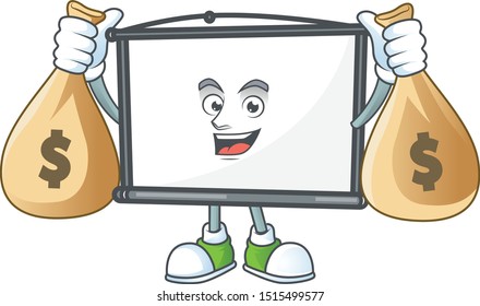 With money bag empty project screen on the mascot