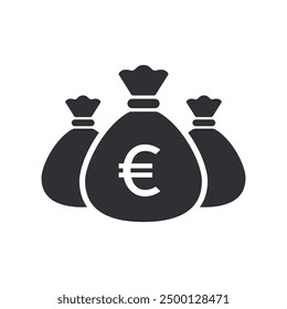 Money bag with euro icon. Money bag icon. Income growth. Business and finance. Euro coin. Cash icon. Money icon. Cash back. Investment. Cartoon money bag. Bag of coins. Financial savings. Payment. 