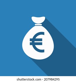 money bag euro icon with long shadow Stock vektor