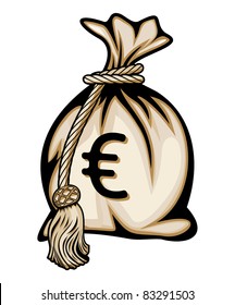 Money bag with euro sign vector illustration