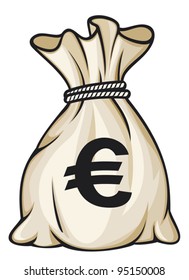 Money bag with euro sign vector illustration