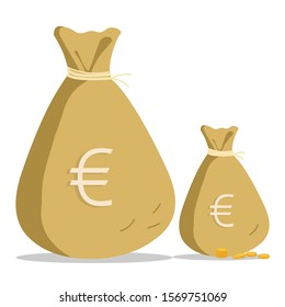 Money Bag With Euro Symbol and gold coins, Vector Illustration graphic Design.