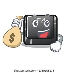 With money bag f4 button installed on cartoon keyboard