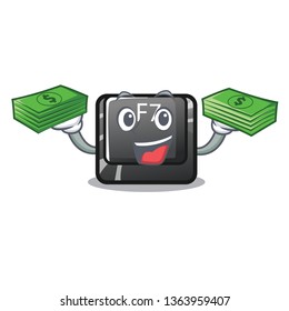 With money bag F7 button installed in computer cartoon