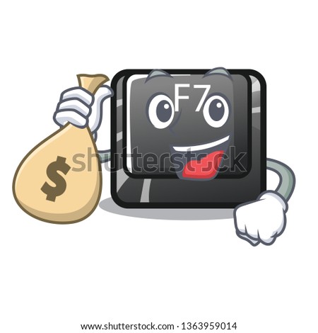 With money bag f7 button installed on cartoon keyboard