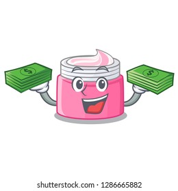 With money bag face cream isolated with the mascot