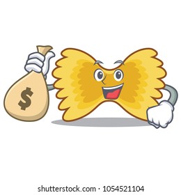 With money bag Farfalle pasta character cartoon