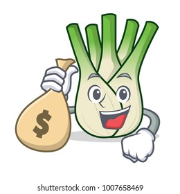 With money bag fennel character cartoon style